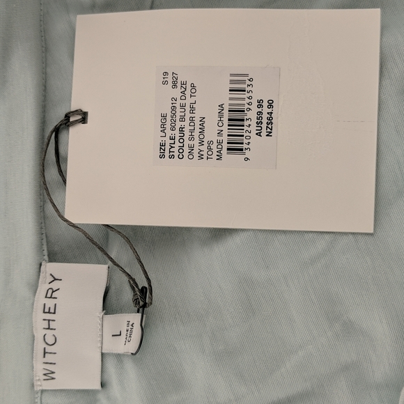 Witchery Women's Top Size L One Shoulder Ruffle Blue Daze NEW RRP $59.95 - Picture 6 of 9